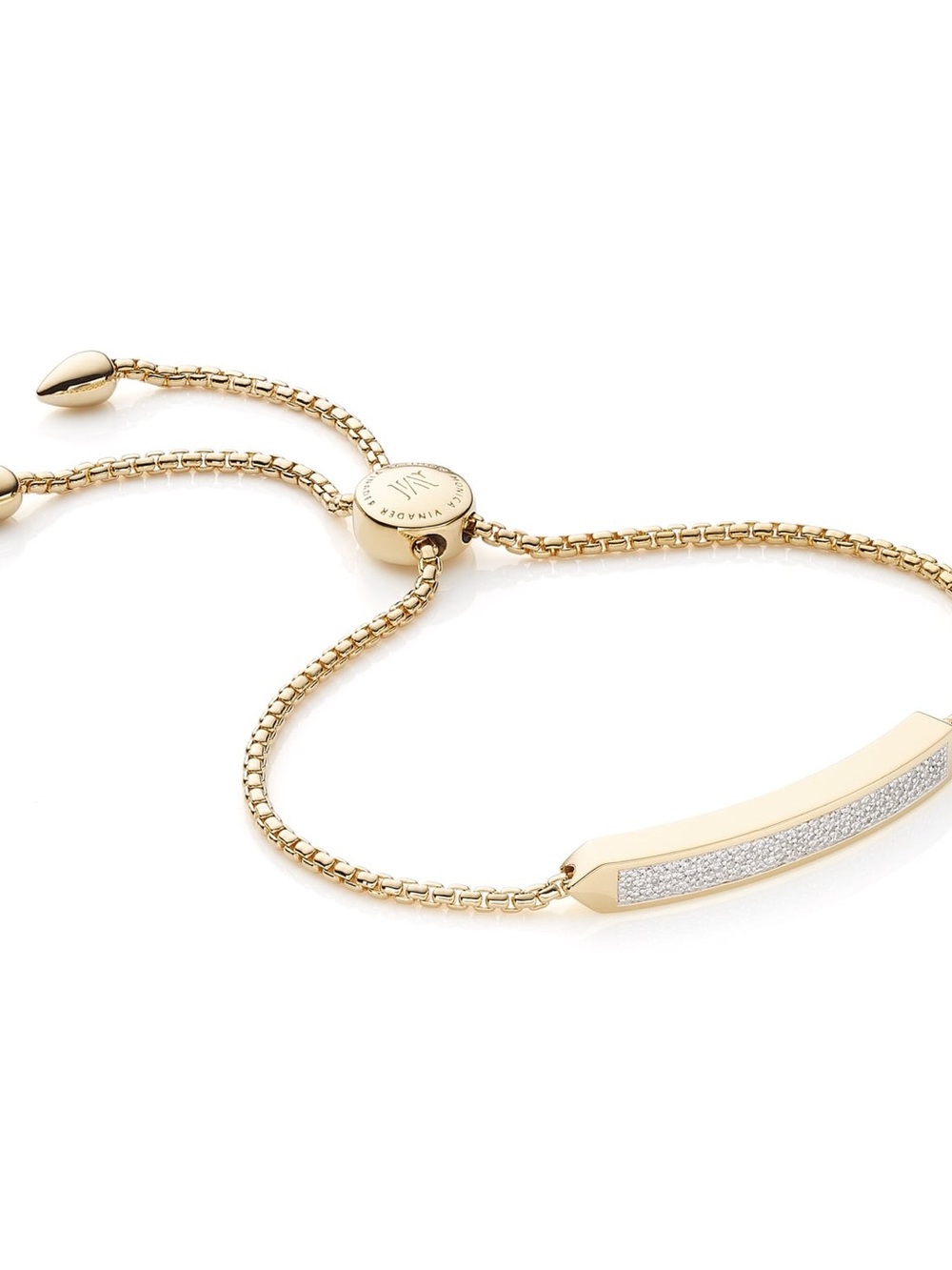 MONICA VINADER Gold Pavé Bar Adjustable Slider Bracelet